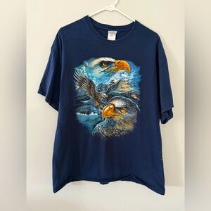 VTG Gettysburg Bike Rally Eagle Graphic T-shirt Wildlife Navy Blue Size L XL 🦅